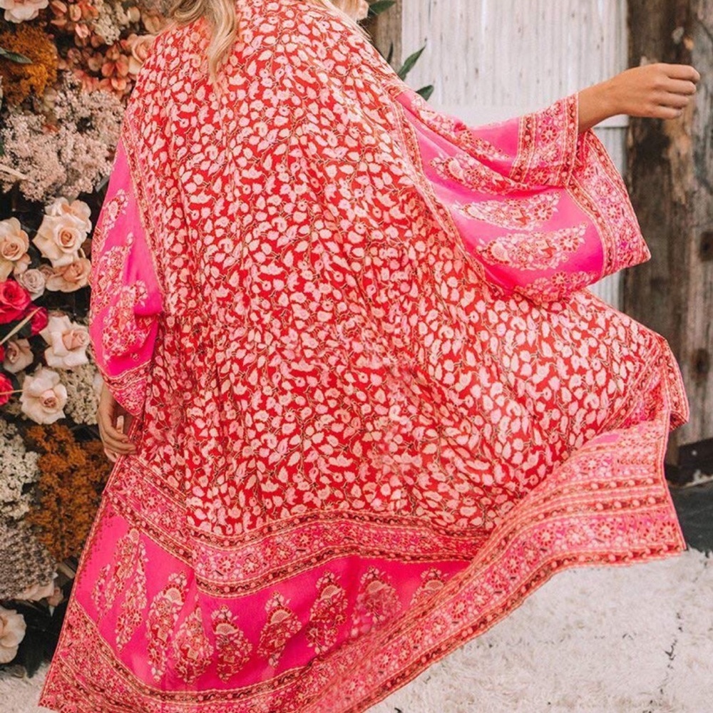 Red chiffon Boho Long Wrap Cover up chiffon - Picture 9 of 16